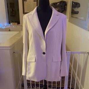 H&M White Pinstripe Blazer